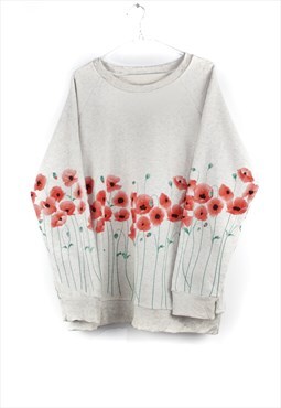Vintage Flowers Sweatshirt in Grey XL