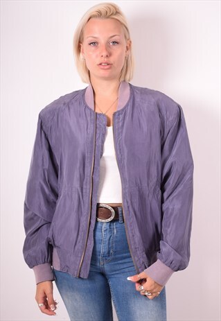 WOMENS VINTAGE BOMBER JACKET XL PURPLE 90S