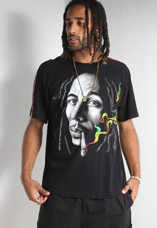 Vintage 90's Bob Marley Heavyweight T-Shirt Mens - Black