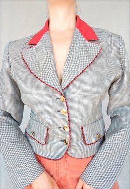 Vintage Gray Jacket, Micro Check, Medium Blazer