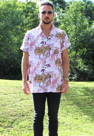 VINTAGE 80S HAWAIIAN USA SHIRT - LARGE - FESTIVAL
