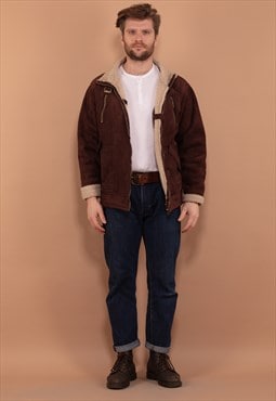 Vintage 00's Men Faux Sheepskin Jacket in Brown