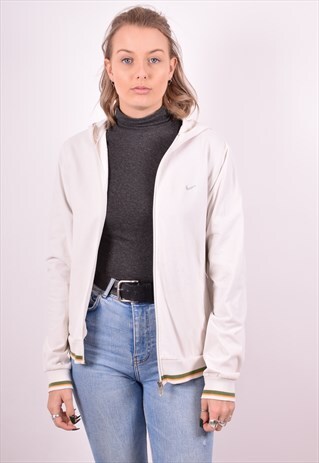 NIKE WOMENS VINTAGE HOODIE JACKET MEDIUM WHITE 90S