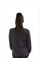 VINTAGE 80S 90S BUTTON UP LONG SLEEVE STRIPY BLUE SHIRT TOP