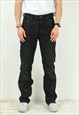 Leather Vintage Mens W34 L34 Regular Straight Pants Trousers