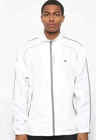 VINTAGE CHAMPION LOGO TRACK JACKET WHITE