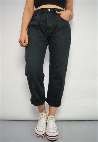 VINTAGE 90S LEVI'S 501 BLACK WASH HIGH WAIST DENIM JEANS