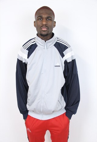 VINTAGE 90'S ADIDAS GREY PATTERN ZIP-UP SPORTS JACKET