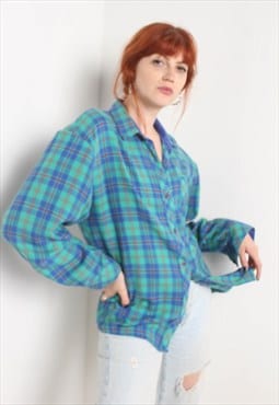 Vintage 80's Check Flannel Shirt Green