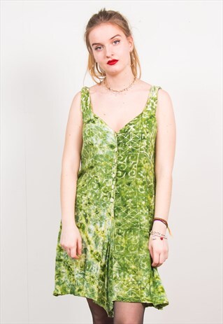 VINTAGE 90'S GREEN TIE DYE PLAYSUIT