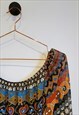 VINTAGE 90S ABSTRACT PRINT OFF THE SHOULDER BLOUSE 12-14