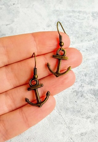 NAUTICAL ANCHOR EARRINGS BRONZE