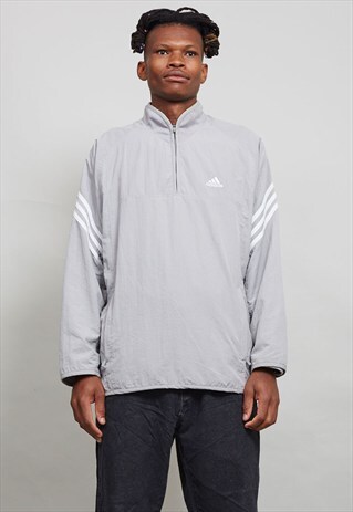 GREY VINTAGE ADIDAS 80'S SHELL SPORTS ANORAK