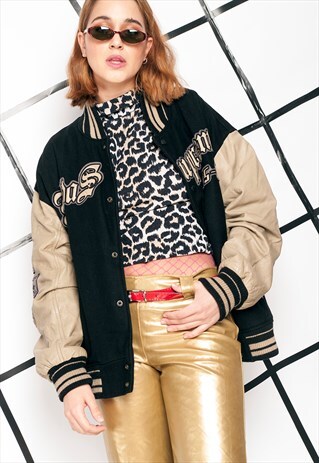 90S VINTAGE SUPREME BASEBALL LEATHER JACKET