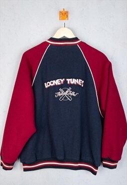 Vintage 1998 Looney tunes Baseball Jacket Navy/Burgundy S