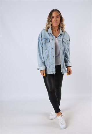 DENIM JACKET OVERSIZED FITTED VINTAGE UK 18 (O1C)