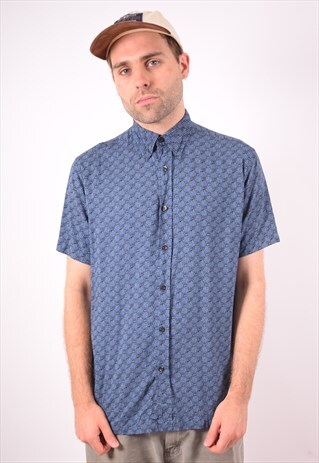MENS VINTAGE SHIRT MEDIUM BLUE 90S