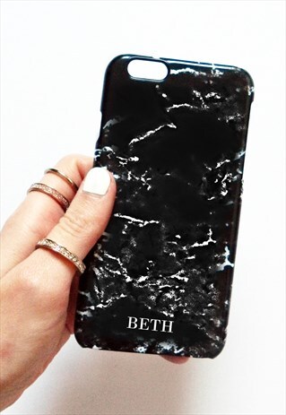 BLACK MARBLE MONOGRAM PHONE CASE