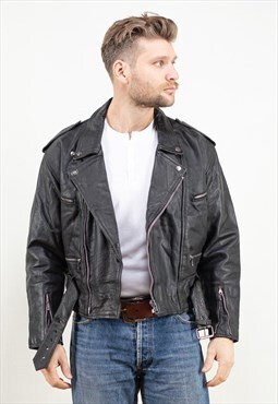 Vintage 80's Leather Biker Jacket