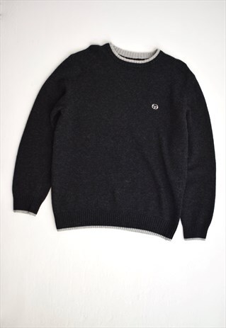 VINTAGE 90S SERGIO TACCHINI CHARCOAL GREY KNIT JUMPER