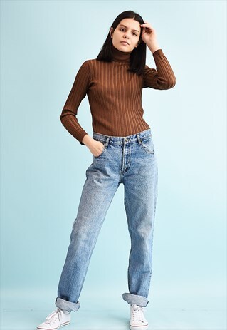 90'S RETRO STONEWASH REGULAR WAIST STRAIGHT DENIM JEANS