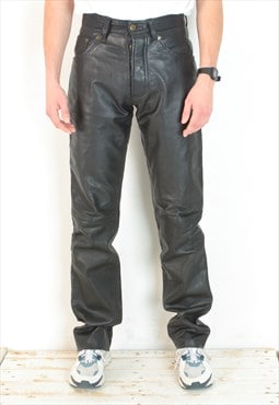 W30 L36 Real Leather Pants Grunge Trousers Biker Moto Rocker