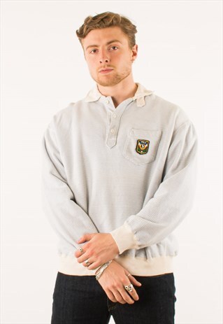 VINTAGE 80S POLO RALPH LAUREN STRIPED RUGBY TOP