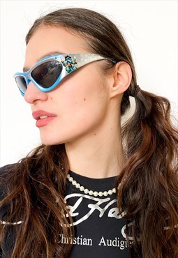 Vintage 00s Skylanders rave sunglasses in blue