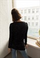VINTAGE 80'S BLACK PATTERNED BOHEMIAN BLOUSE