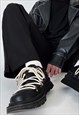 LACE UP SHOES FANCY SPEED HOOKS BOOTS IN BLACK