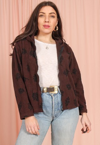 VINTAGE 90S ZIP FLEECE IN LEAF PRINT