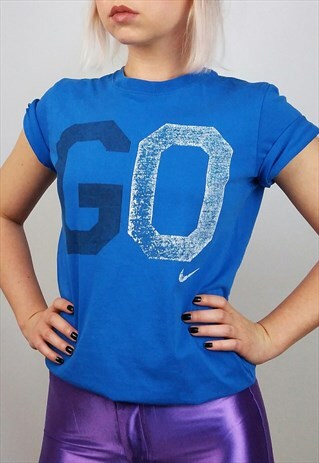 VINTAGE 90'S "GO FASTER" NIKE T-SHIRT IN BLUE