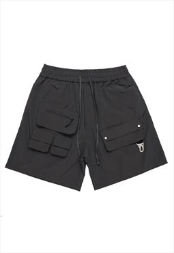 Utility cargo pocket shorts cropped skater pants in grey