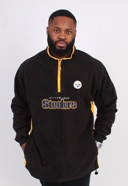 Men's Vintage NFL Steelers Black quarter zip fleece