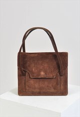 Vintage 80s suede leather hand bag