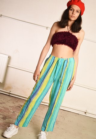 90'S RETRO STRIPED FESTIVAL LOOSE-FITTING HAREM TROUSERS