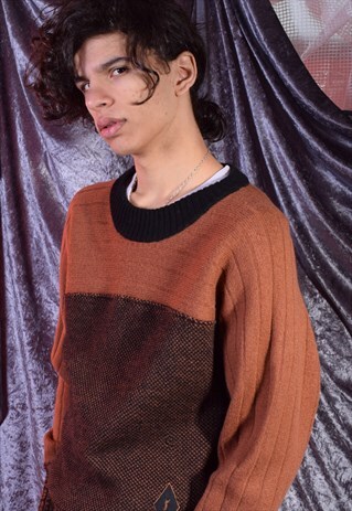 VINTAGE YVES SAINT LAURENT BROWN KNITTED JUMPER