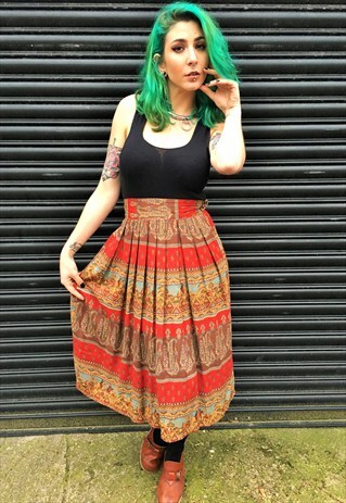 VINTAGE PLEATED MIDI SKIRT