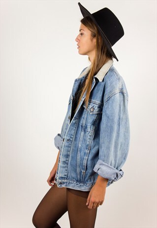 VINTAGE 80S LEVIS CONTRAST COLLAR DENIM JACKET /AVR/ R220
