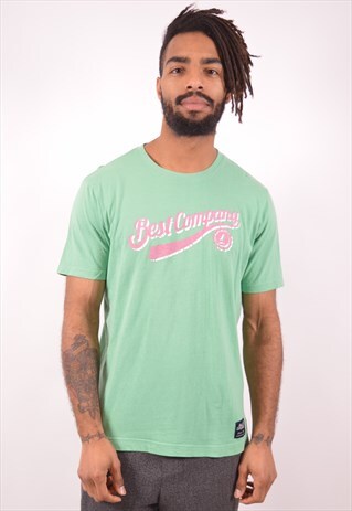 BEST COMPANY MENS VINTAGE T-SHIRT TOP LARGE GREEN 90S