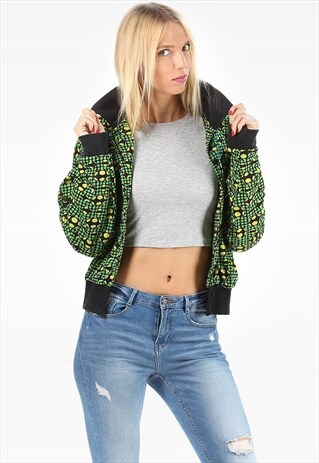 VINTAGE PIXEL PRINT BOMBER JACKET