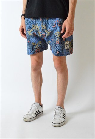 VINTAGE 90S BLUE ABSTRACT BALI SHORTS