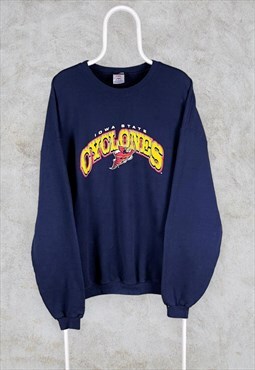 Vintage Iowa State Cyclones Blue Sweatshirt USA Jerzees XXL