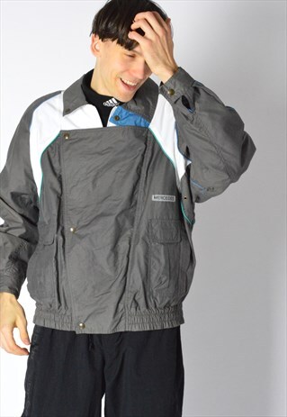 VINTAGE 80S GREY COLOUR BLOCK MERCEDES JACKET