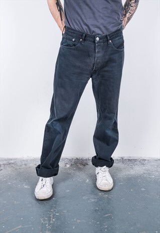 VINTAGE BLACK LEVI'S 501 RIPPED JEANS