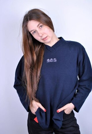 VINTAGE FUNNY PRINT V-NECK SWEATSHIRT