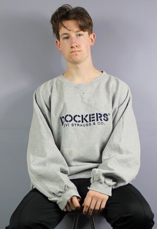 VINTAGE DOCKERS LEVI STRAUSS SWEATSHIRT IN GREY WITH EMBROID