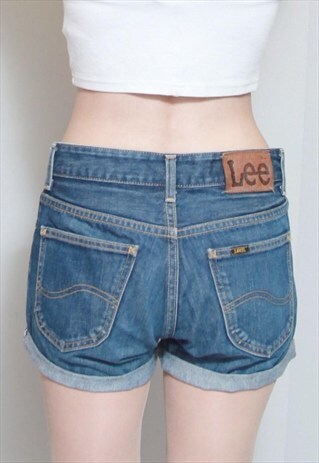 VINTAGE 1990'S LEE MID WASH BLUE DENIM SHORTS
