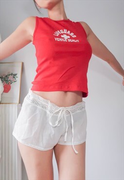y2k vintage red lifeguard slogan tank top