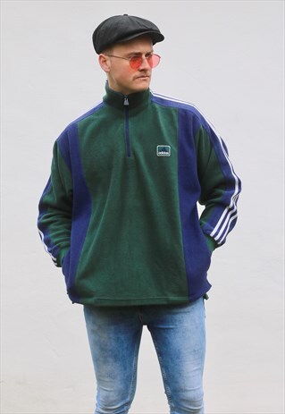 ADIDAS USA 90S 1/4 LOTUS GREEN FLEECE SWEATSHIRT